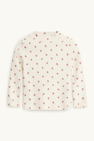 Enfants filles - Fleurs - ensemble - robe en velours côtelé et haut à manches longues - 2 pièces - bordeaux