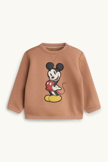 Bebeluși - băieți - Mickey Mouse - compleu bebeluși - căptușit cu pluș - 2 piese - maro deschis