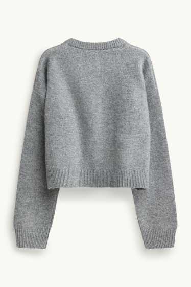 Enfants filles - Gilet en maille - gris