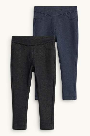 Bambine - Confezione da 2 - leggings - motivo tramato - blu scuro