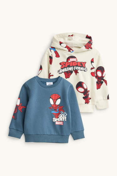 Enfants garçons - Lot de 2 - Spidey - sweat et sweat à capuche - bleu / blanc
