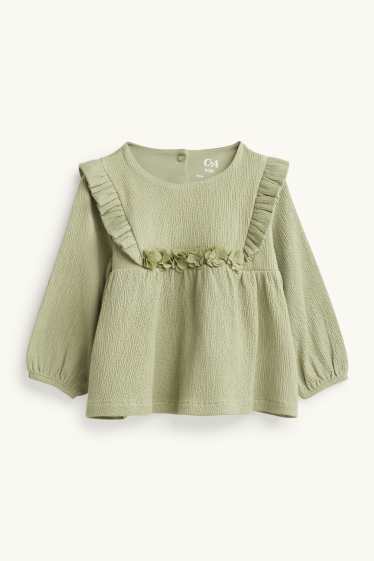 Neonate - Fiorellini - completo neonate - 3 pezzi - verde / bianco crema