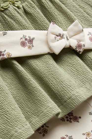 Neonate - Fiorellini - completo neonate - 3 pezzi - verde / bianco crema