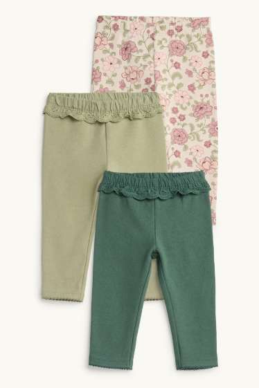 Bébés filles - Lot de 3 - leggings chauds pour bébé - vert