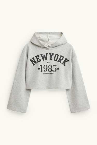 Kinder Mädchen - New York - Set - Hoodie, Top, Jogginghose - 3 teilig - grau-melange
