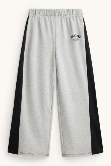 Kinder Mädchen - New York - Set - Hoodie, Top, Jogginghose - 3 teilig - grau-melange