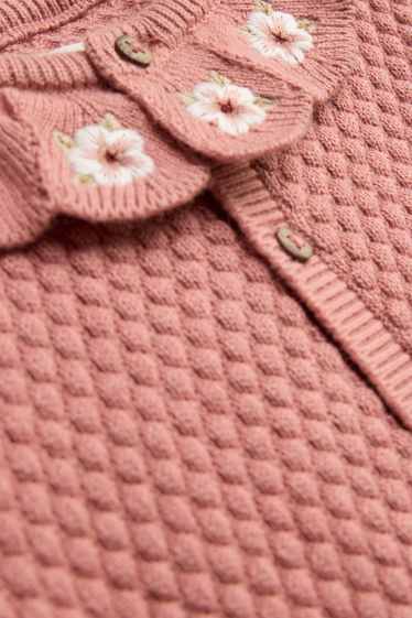 Baby Girls - Floral - knitted baby jumpsuit - apricot