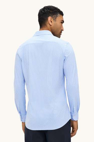 Men - Business shirt - slim fit - kent collar - Flex - striped - light blue