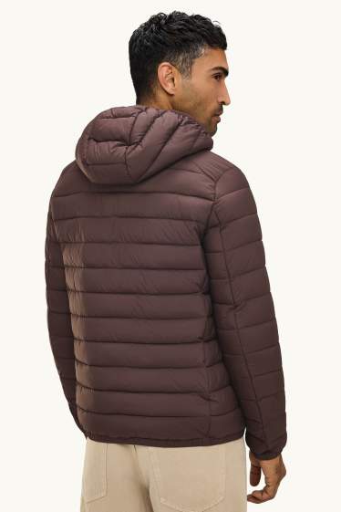 Men - Quilted jacket with hood - dark brown