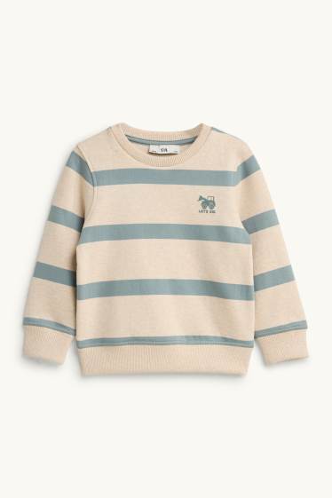 Enfants garçons - Tracteur - sweat - à rayures - beige / bleu