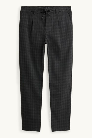 Hommes - Chino - tapered fit - à carreaux - noir / gris