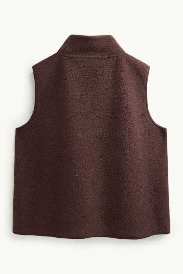 Femmes - Gilet sans manches en peluche - marron foncé