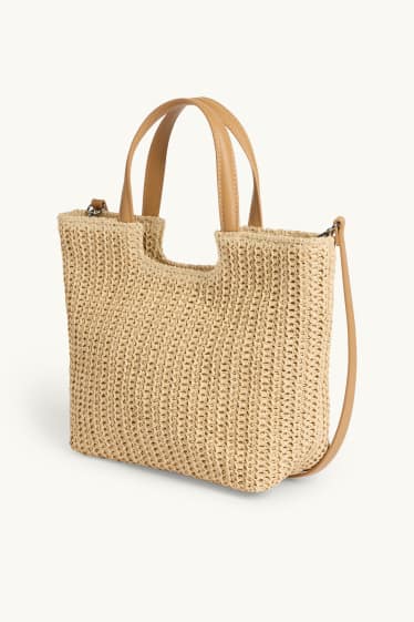 Femmes - Grand cabas en paille - marron clair