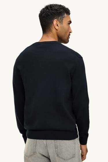 Herren - Pullover mit V-Ausschnitt - schwarz