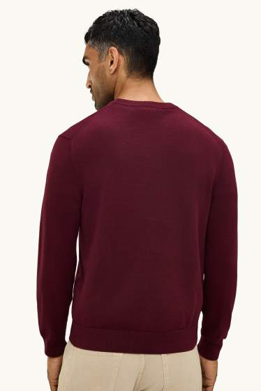 Herren - Pullover mit V-Ausschnitt - bordeaux