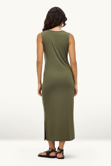 Dames - Jurk van viscose - straight fit - kaki