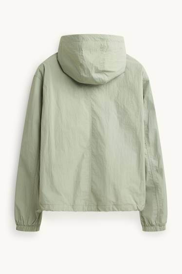 Uomo - Giacca impermeabile con cappuccio - idrorepellente - verde chiaro