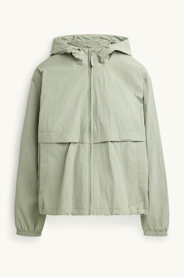 Uomo - Giacca impermeabile con cappuccio - idrorepellente - verde chiaro