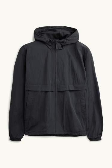 Uomo - Giacca impermeabile con cappuccio - idrorepellente - nero