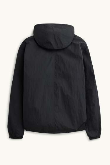 Uomo - Giacca impermeabile con cappuccio - idrorepellente - nero