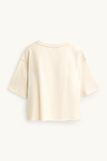 Women - Cropped T-shirt - relaxed fit - cremewhite