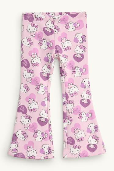 Children Girls - Hello Kitty - flared thermal leggings - purple / white