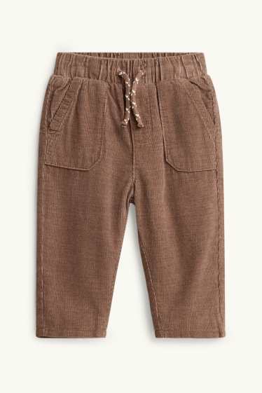 Neonati - Pantaloni termici di velluto a coste per neonati - marrone