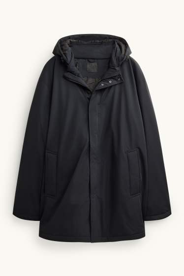 Men - Parka with hood - lined - water-repellent - black