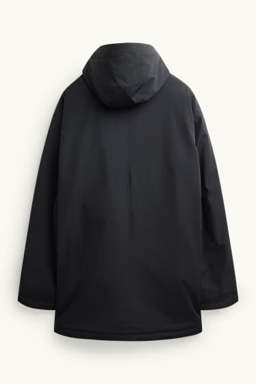 Men - Parka with hood - lined - water-repellent - black