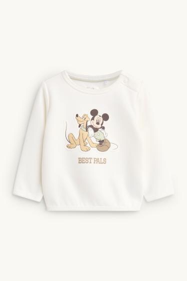 Baby: jongens - Mickey Mouse - baby-outfit - gevoerd met pluche - 2-delig - bruin / crème wit
