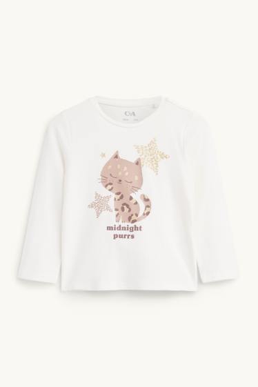 Kinder Mädchen - Leopard - Pyjama - 2 teilig - weiß / beige