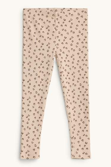 Kinder Mädchen - Leopard - Pyjama - 2 teilig - weiß / beige
