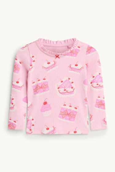 Kinder Mädchen - Kuchen - Pyjama - gerippt - 2 teilig - hellrosa