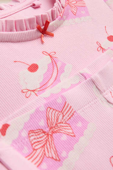 Kinder Mädchen - Kuchen - Pyjama - gerippt - 2 teilig - hellrosa