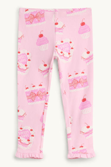 Kinder Mädchen - Kuchen - Pyjama - gerippt - 2 teilig - hellrosa