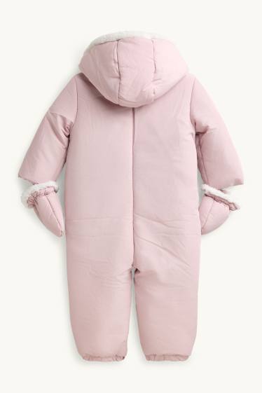 Bébés filles - Petites fleurs - combinaison de neige pour bébé - doublée - rose clair