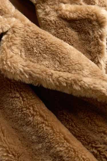Women - Faux fur jacket - lined - light brown