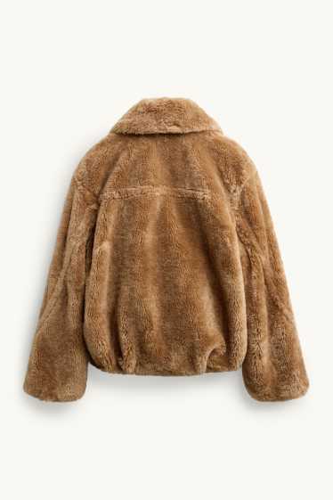 Women - Faux fur jacket - lined - light brown