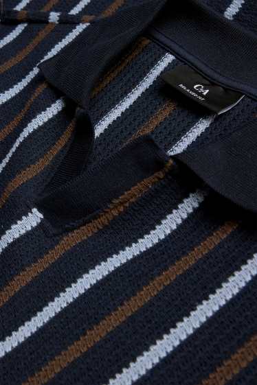 Hommes - Polo - relaxed fit - à rayures - finition texturée - bleu foncé