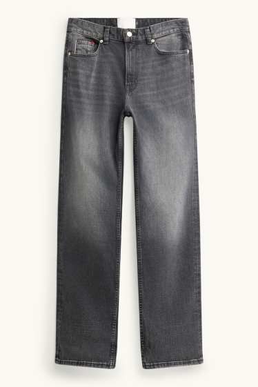 Femei - Straight jeans - talie înaltă - tiv întors - denim-gri închis