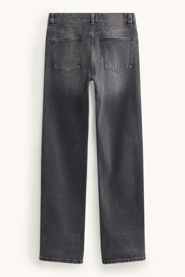 Femei - Straight jeans - talie înaltă - tiv întors - denim-gri închis