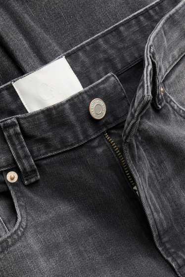 Femei - Straight jeans - talie înaltă - tiv întors - denim-gri închis
