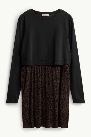 Damen - Still-Kleid - Leo-Print - schwarz