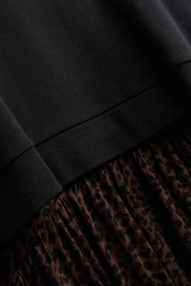 Damen - Still-Kleid - Leo-Print - schwarz
