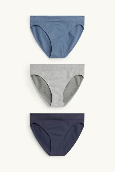 Dames - Set van 3 - slip - seamless - blauw / donkerblauw