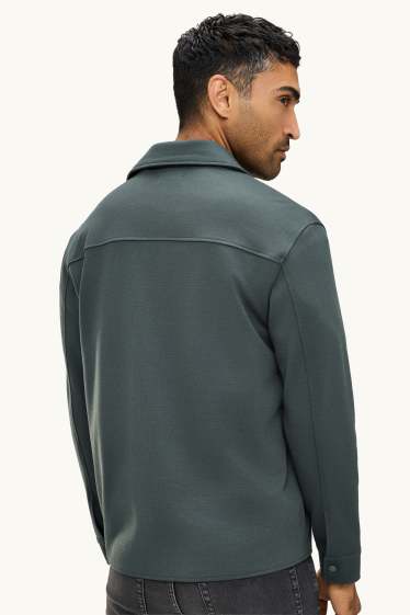 Hommes - Veste-chemise - relaxed fit - col kent - vert foncé