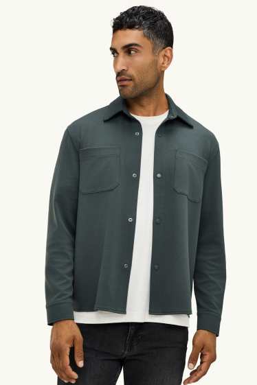 Hommes - Veste-chemise - relaxed fit - col kent - vert foncé