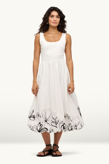Donna - Vestito fit & flare - a fiori - bianco