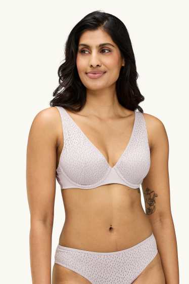 Femmes - Soutien-gorge à armature - PLUNGE - ampliforme - texturé - crème
