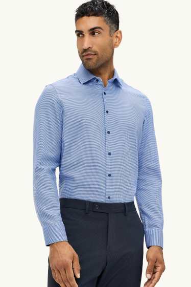Uomo - Camicia business - regular fit - colletto alla francese - senza necessità di stiratura - fantasia - blu
